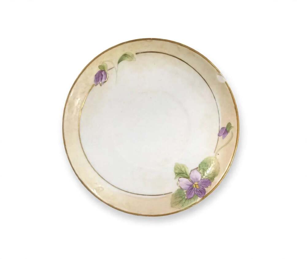 hand painted rose dish, pink rose trinket dish, shabby chic pin dish, Nippon sty